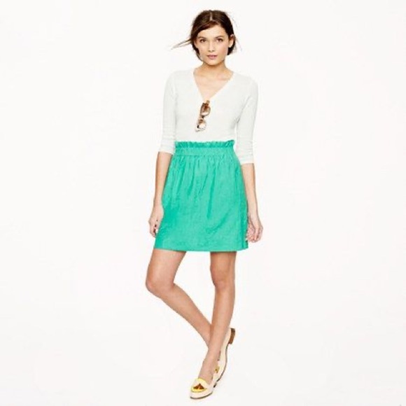J Crew linen city mini skirt in green 6 - Picture 1 of 3